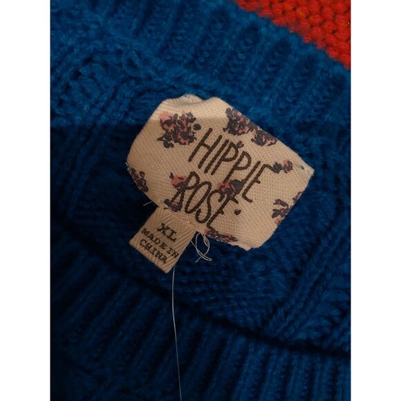 NEW HIPPIE ROSE Women's Oversized Cropped Cobalt Blue Cable Knit Sweater. XL - Picture 4 of 11